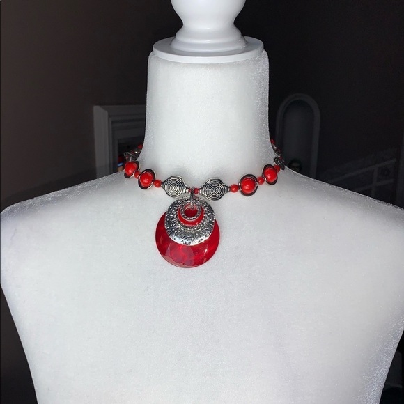 Zevar by Treska Red & Silver Necklace NWT - Picture 5 of 6